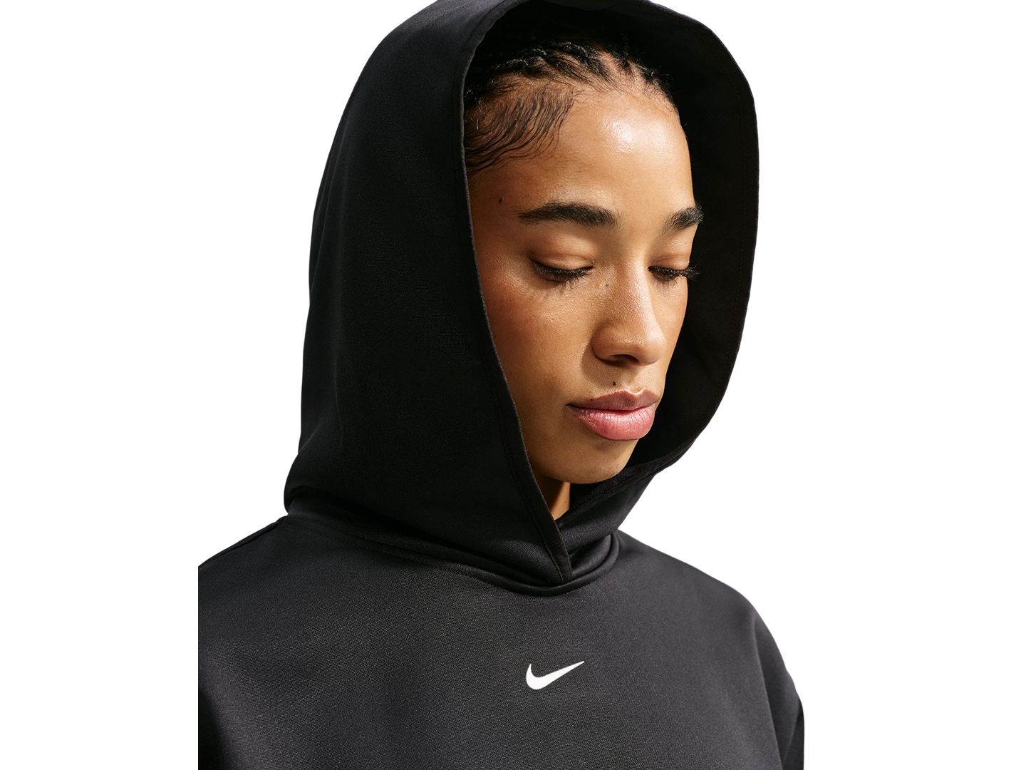 Женское худи Nike Studio Fleece Therma-FIT Pullover, цвет: Чёрный / Белый — фото 4