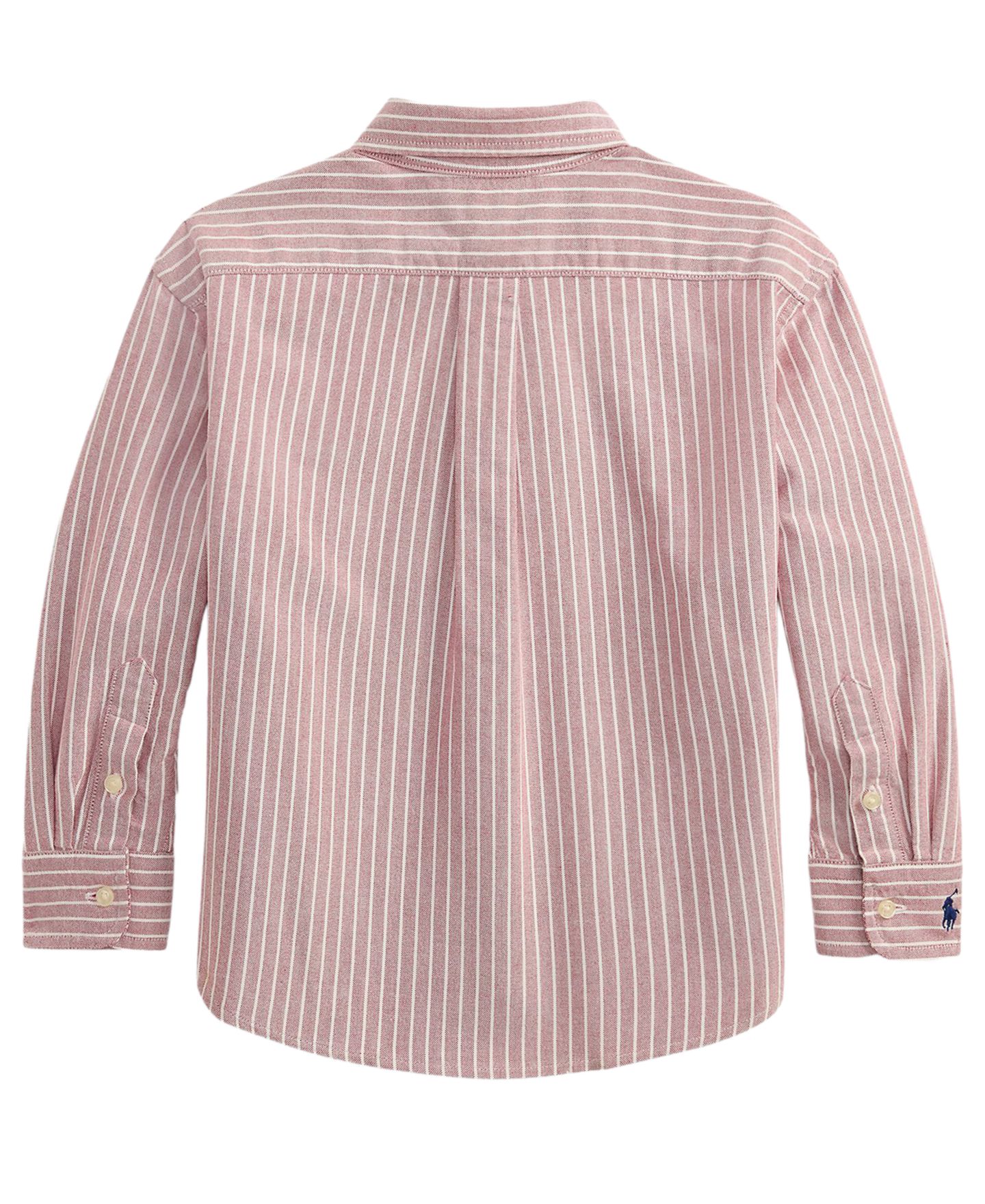 Рубашка Polo Ralph Lauren Striped Cotton Oxford Shirt для мальчиков, цвет: Бордовый белый — фото 2