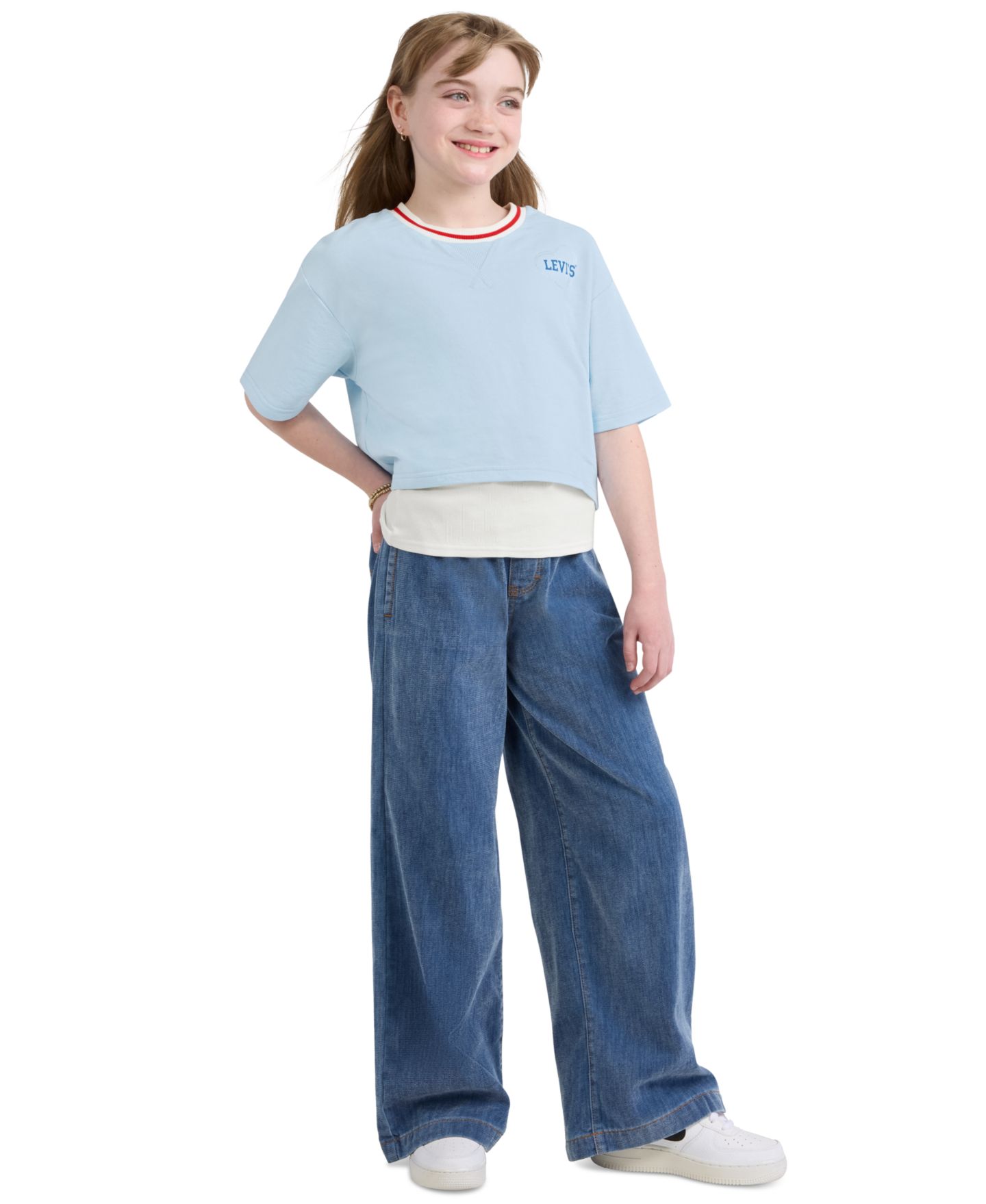 Футболка Levi's Layered Short-Sleeve T-Shirt для девочек, цвет: Angels Falls — фото 3