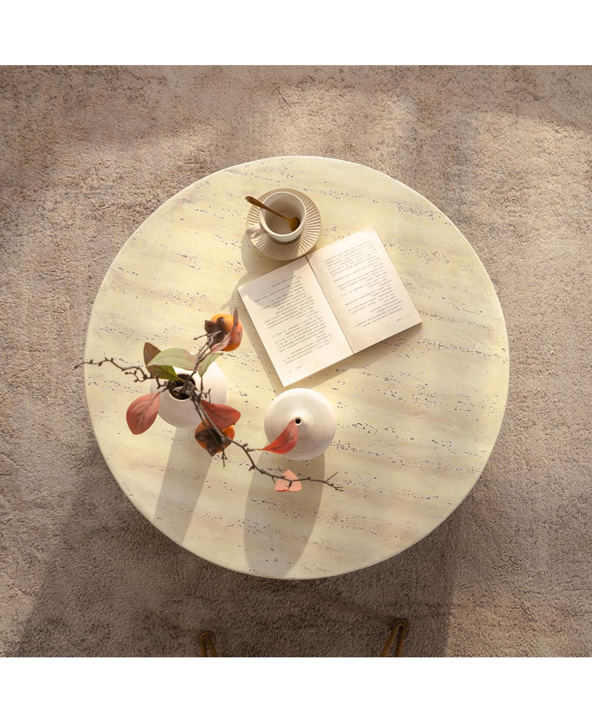 Streamdale Furniture MgO Modern Minimalist Round Accent Coffee Table with Arched Cutout Base