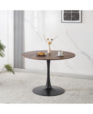42.1'' Walnut Round Tulip Pedestal Dining Table for 4-6 People