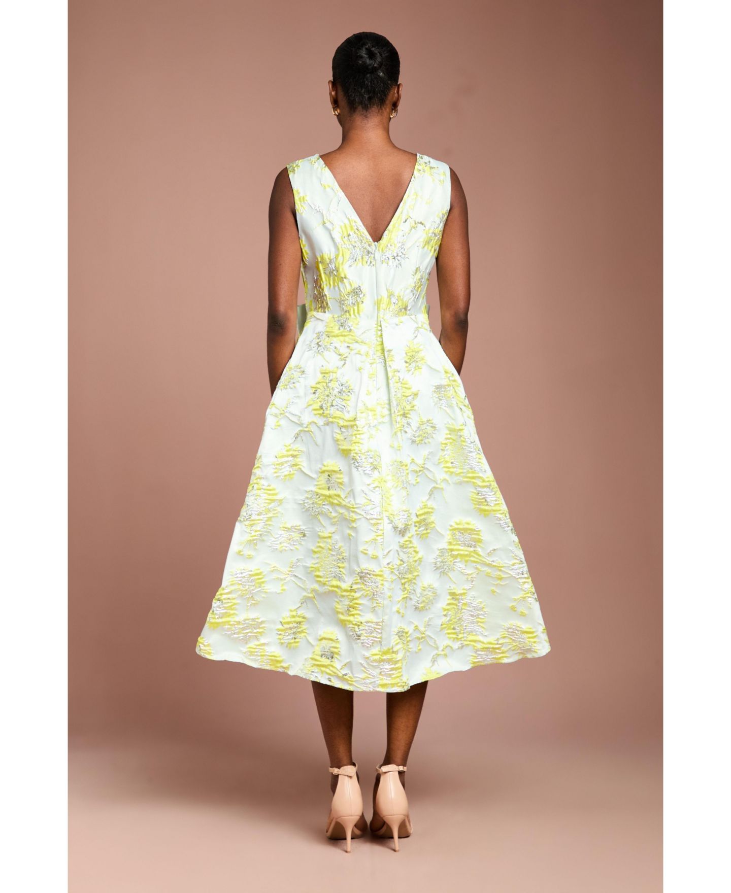 Женское платье Coast V-Neck Bow Jacquard Midi, цвет: Зелёный — фото 3