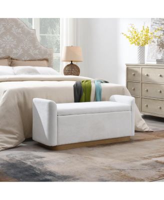   49'' Upholstered Storage Bench with Gold Metal Base