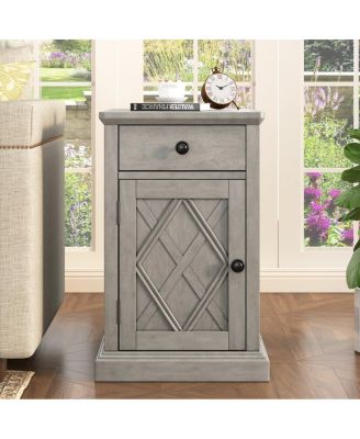   Classic Charging Livingroom End Table with USB Ports and Storage