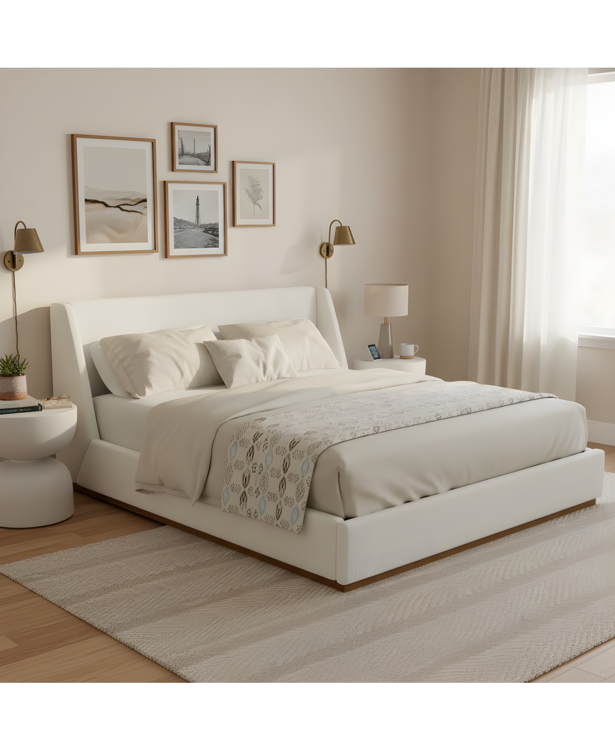 Streamdale Furniture Luxury upholstered bed with wings