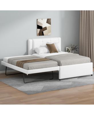 Twin Upholstered Platform Bed with Pop-Up Trundle