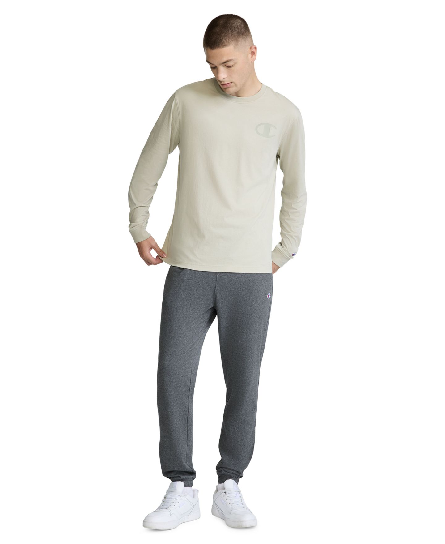 Мужская футболка Champion Large C Graphic Logo, цвет: Серо-бежевый — фото 2