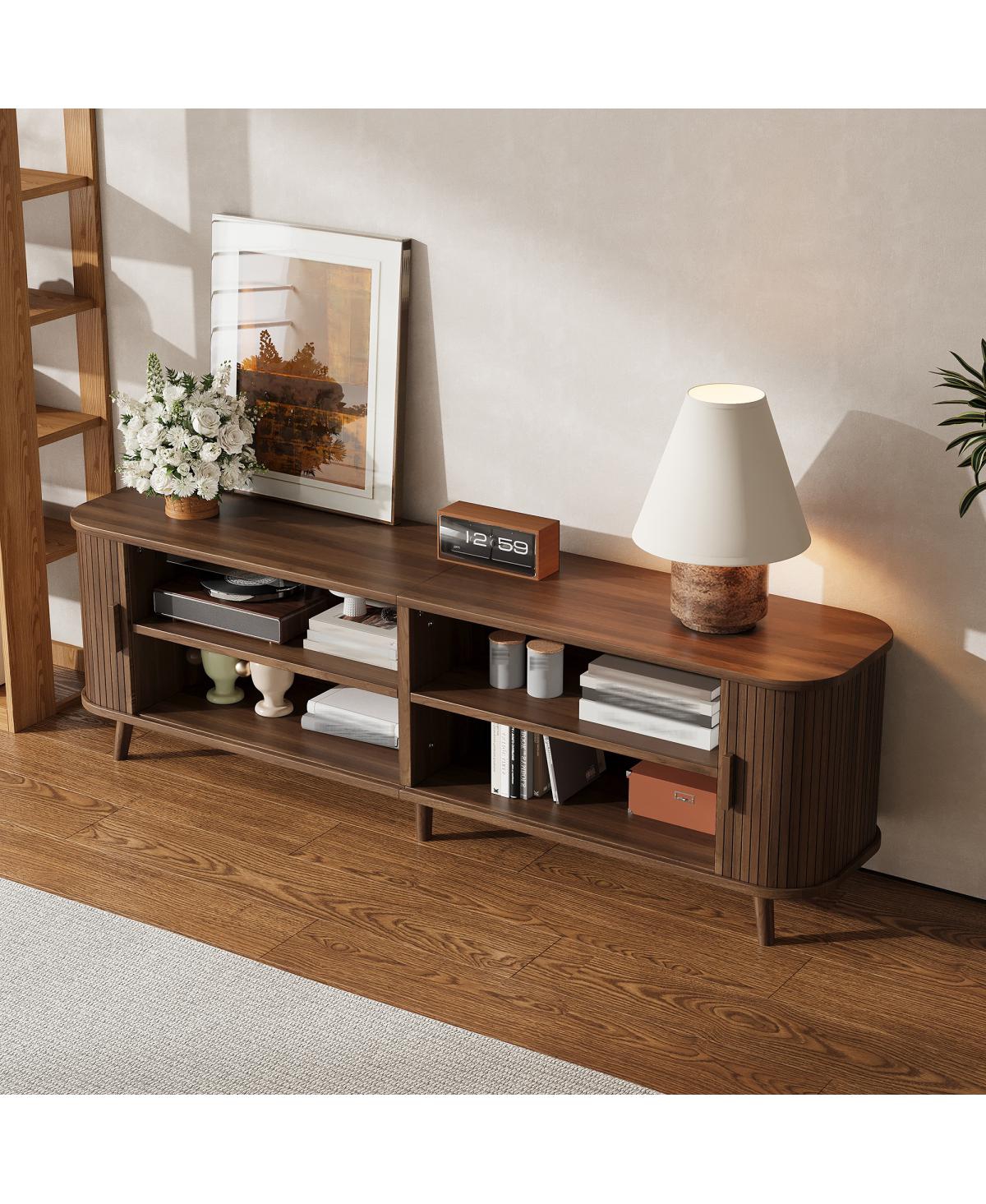 Streamdale Furniture 70-inch Modern Tv Stand for TVs up to 80'' with Storage and Solid-Wood Legs