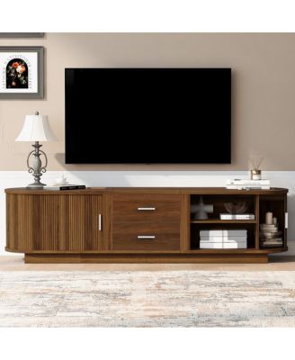 Modern TV Stand with Hidden Storage and Rounded Corners for 65''-70'' TVs