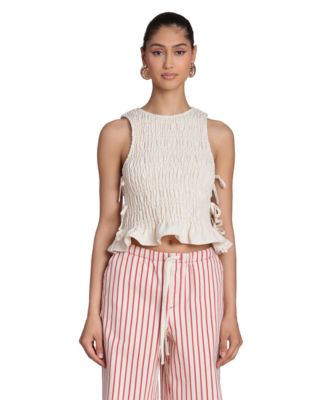 Women's Ruched Side-Tie Crewneck Top