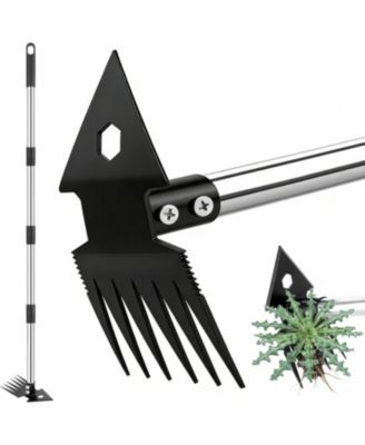2-in-1 Weed Puller Dual-head Garden Hoe Weeder Long Handle Manganese Steel
