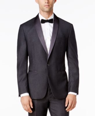 Ryan Seacrest Distinction - Men's Modern Fit Gray Flannel Tuxedo Jacket