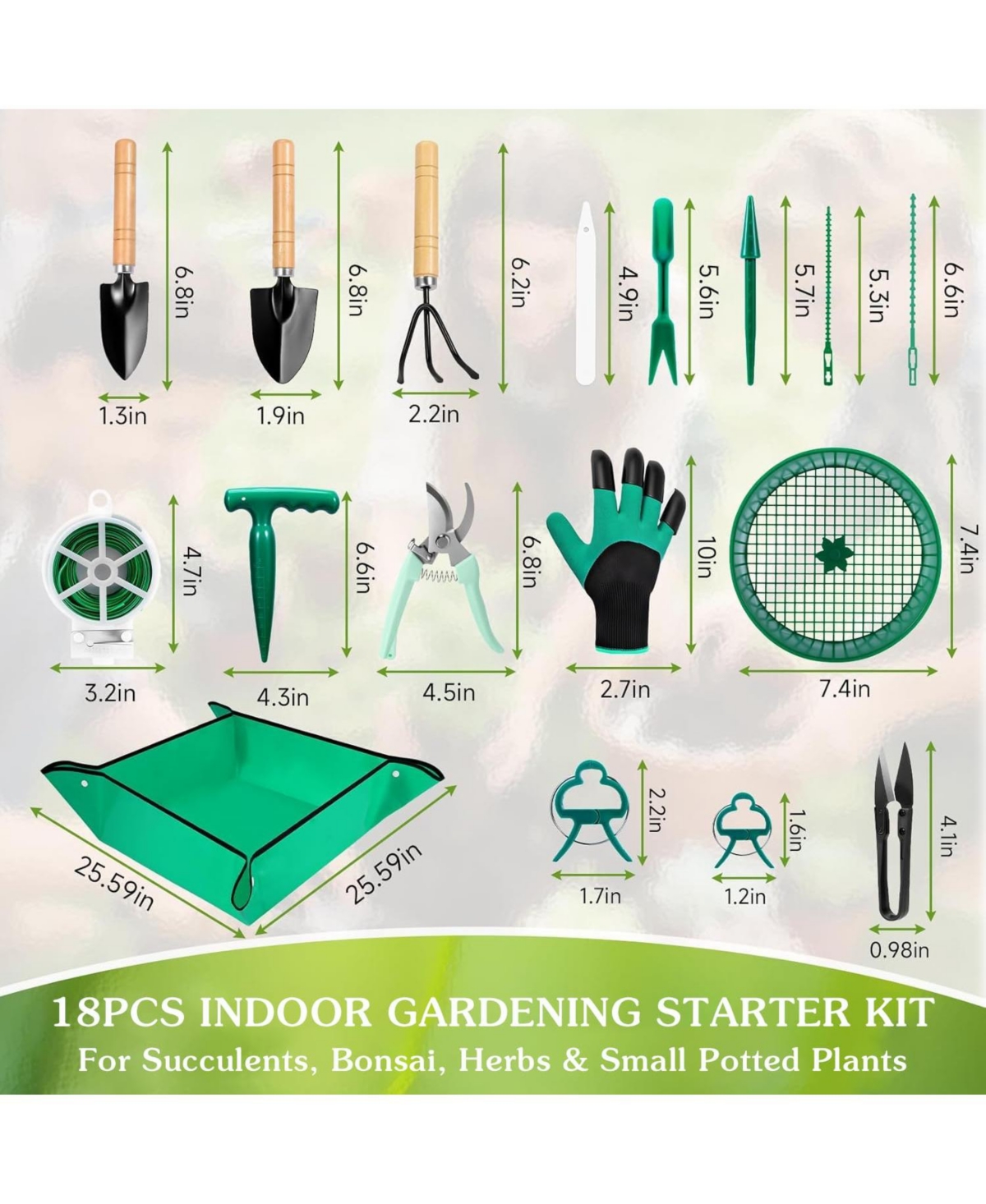 Xdovet Gardening Tool Set 18Pcs Indoor Plant Bonsai Kit