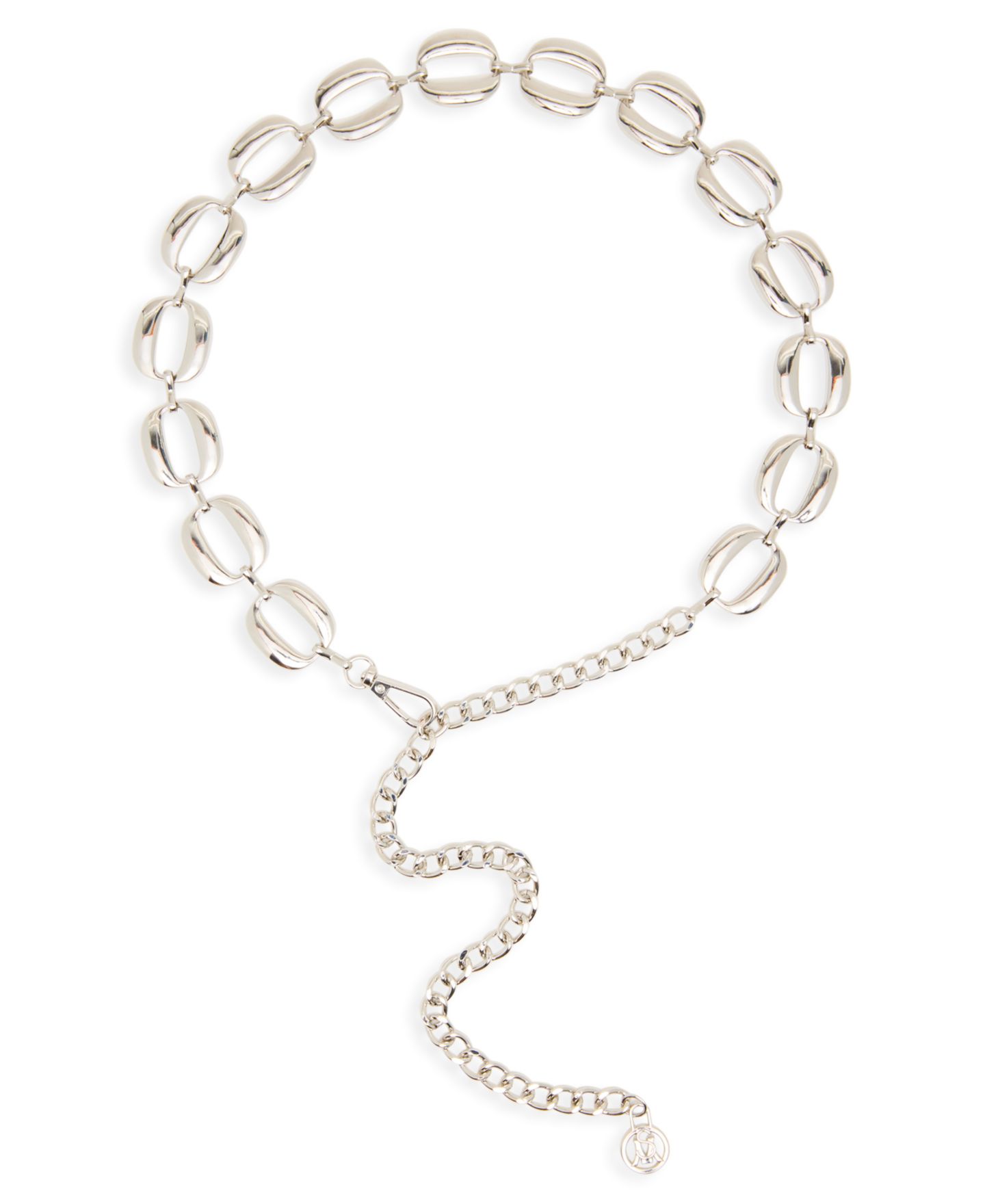 Женский ремень Steve Madden Puffed Oval Chain Belt, цвет: Серебряный — фото 1