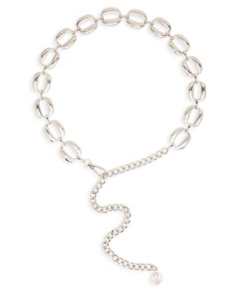 Женский ремень Steve Madden Puffed Oval Chain Belt, цвет: Серебряный