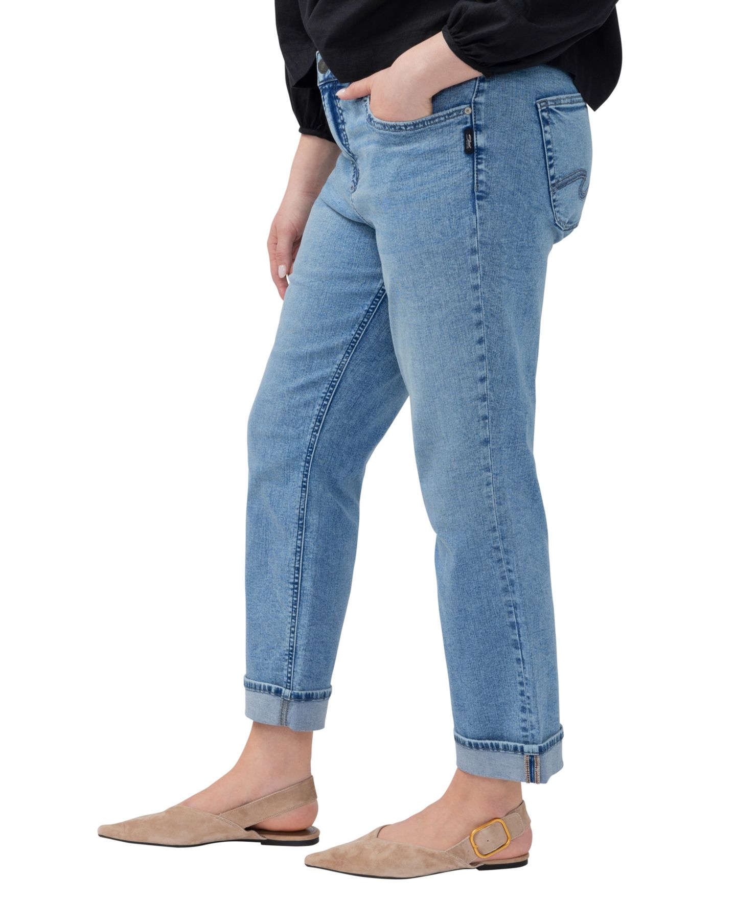 Женские джинсы Silver Jeans Co. Plus Size Avery High-Rise Straight, цвет: Bluebelle — фото 3