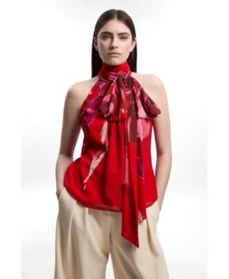 Women's Tie Neck Sleeveless Top