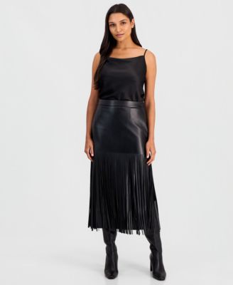 Women's Kaia High-Waisted Polyester Fringe Skirt