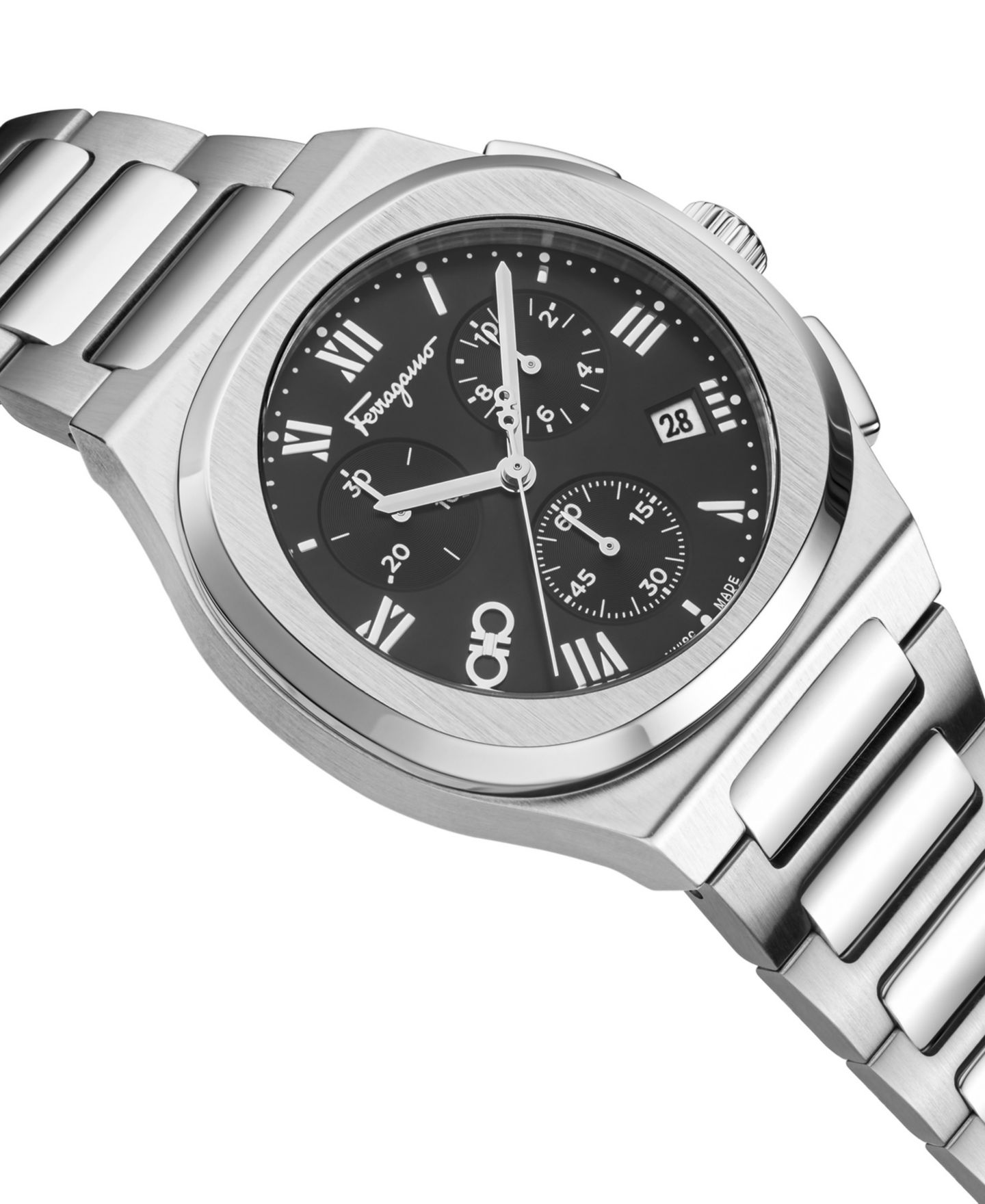 Мужские часы Ferragamo Elliptical Silver Stainless Steel Bracelet Watch 38mm — фото 3