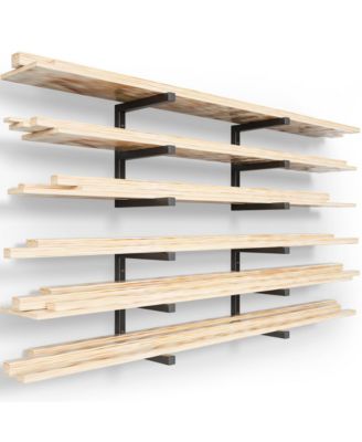 Wood Lumber Rack Wall Mount 6-Level Metal Storage Organizer