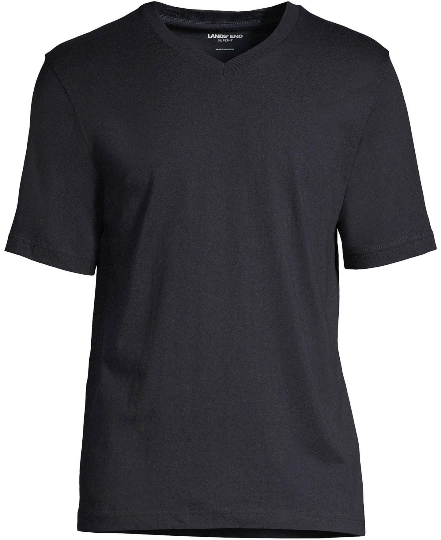 Мужская футболка Lands' End Super-T Short Sleeve V-Neck, цвет: Чёрный — фото 2
