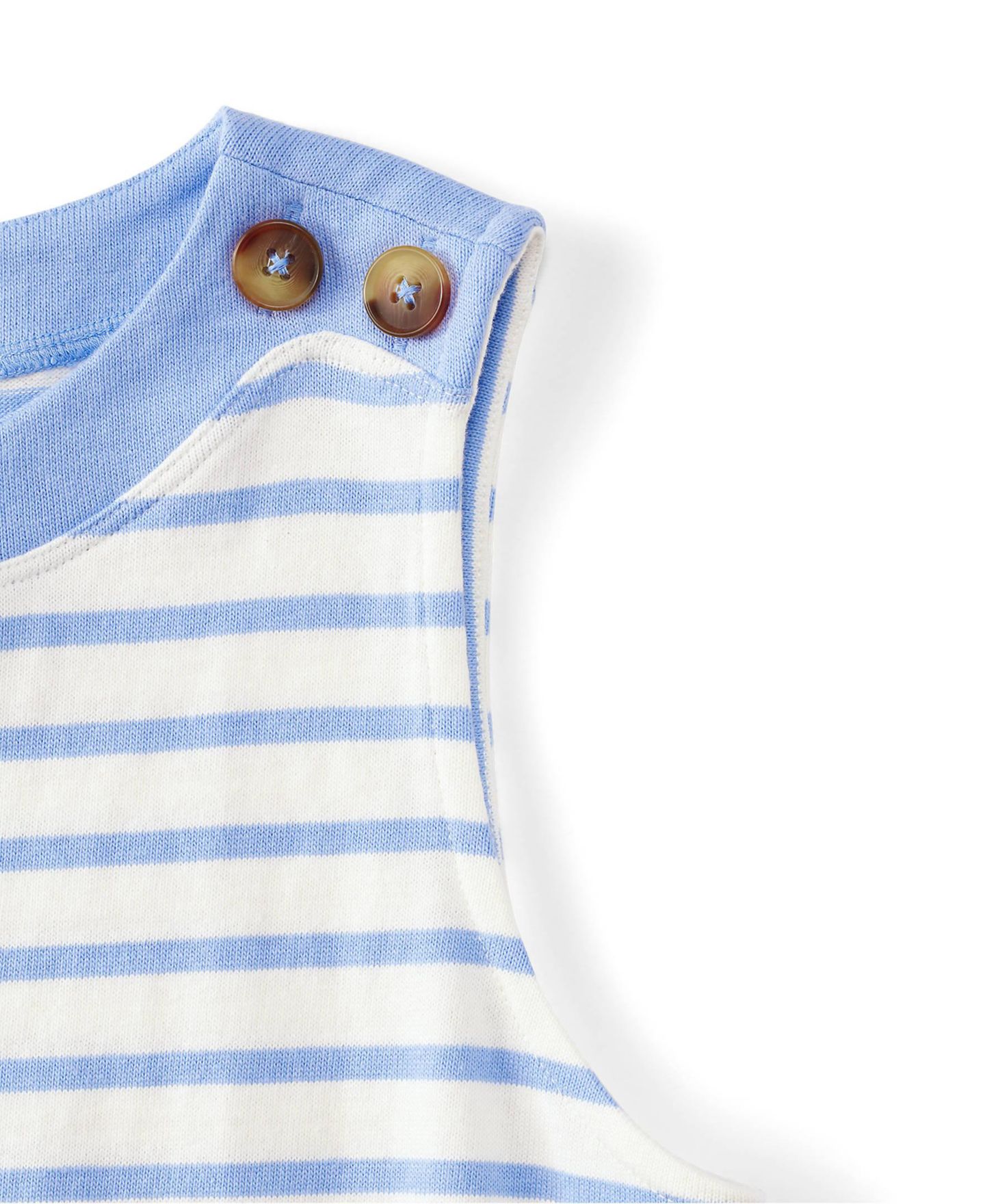 Женский топ Lands' End Plus Size Mariner Button Shoulder, цвет: Слоновая кость / Прозрачный синий полосатый — фото 4