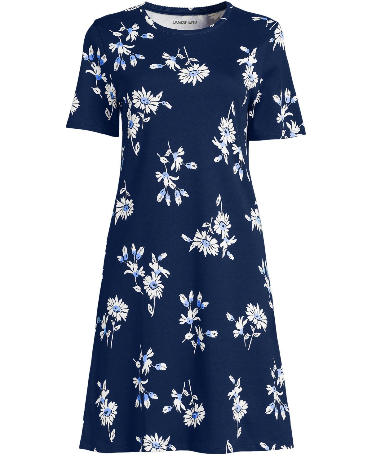 Lands' End Plus Cotton Interlock Short Sleeve Knee Length Gown