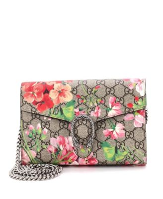 Small Dionysus Chain Wallet Blooms Print GG Coated Canvas