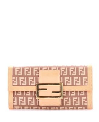Pre-Owned Fendi Vintage FF Flap Continental Wallet Zucchino Canvas