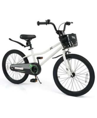20 Inch Kids Bike Adjustable with Kickstand and Storage Basket for Aged 8+ Years