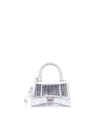 XS Hourglass Top Handle Bag Embossed Leather