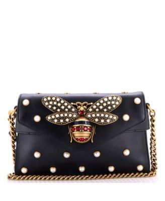 Mini Broadway Pearly Bee Shoulder Bag Embellished Leather