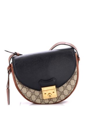 Small Padlock Saddle Shoulder Bag GG Coated Canvas and Leather