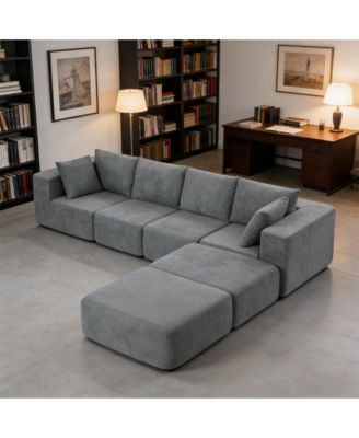Modular U-Shaped Sectional Sofa - Deep Velvet Cloud Couch with Removable Cushions