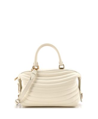 Convertible Top Handle Bowling Bag Quilted Leather
