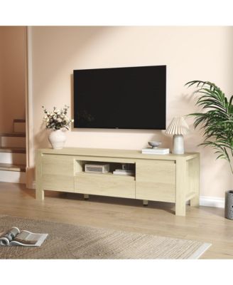 55" Farmhouse TV Stand with Doors - Entertainment Center for TVs Up to 60", Handleless Doors, Adjustable Shelves and Cable Management