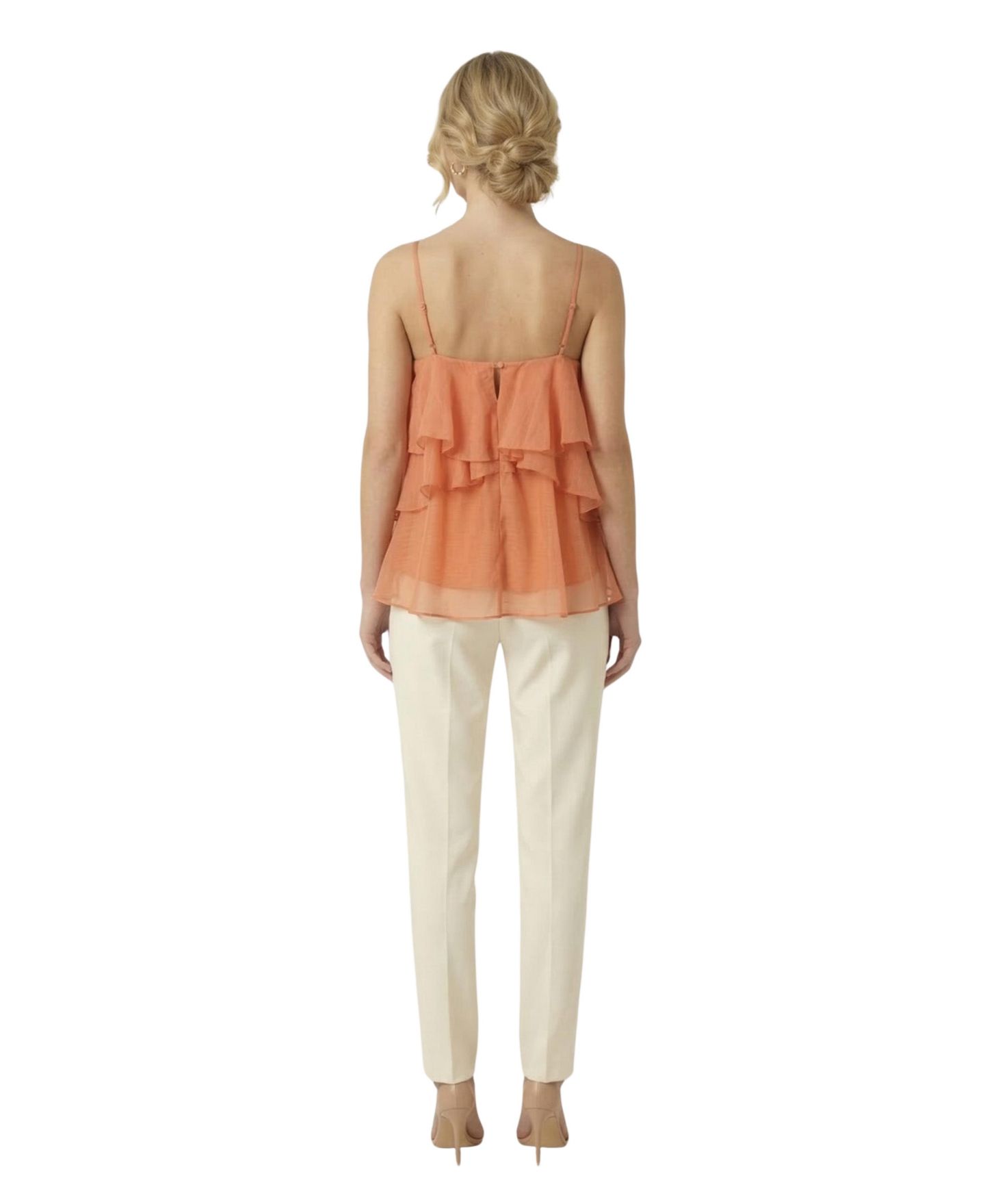 Женский топ Modenaire Halter Ruffle Chiffon Floral Applique — фото 4