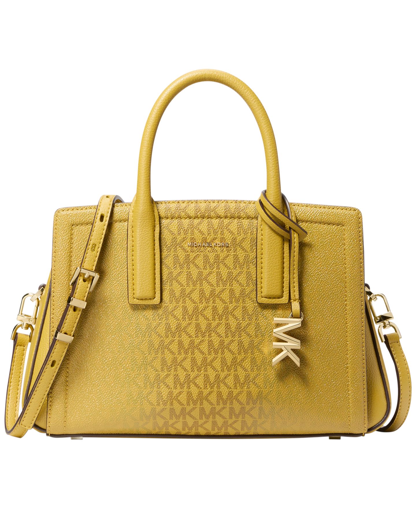 Женская сумка Michael Kors Laila Signature Small Satchel Handbag, цвет: Шартрез — фото 1