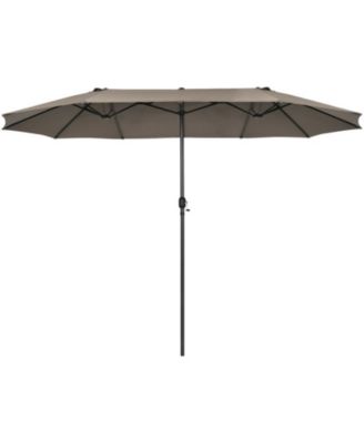 15 Feet Double-Sided Patio Umbrella with Hand-Crank System