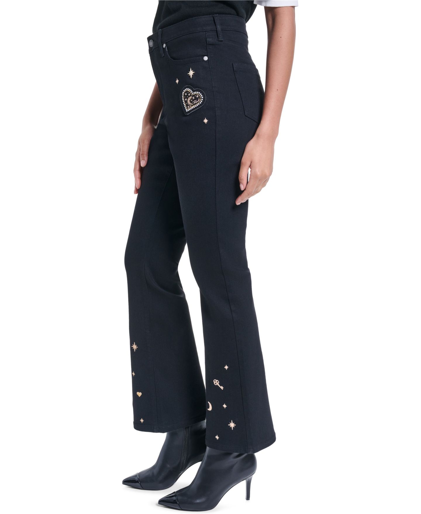 Женские джинсы KARL LAGERFELD PARIS Charm Detail Bootcut, цвет: Чёрный — фото 3
