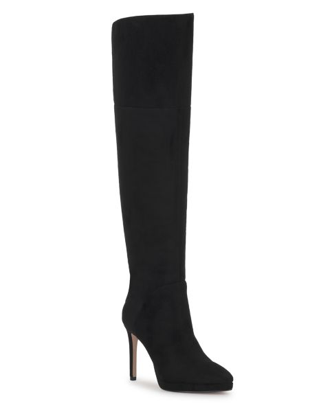 Женские ботинки Jessica Simpson Joriye Wide-Calf Over-the-Knee Stiletto, цвет: Чёрный замшевый