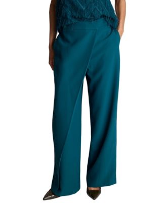 Women's High-Rise Asymmetric Crossover Wide-Leg Pants