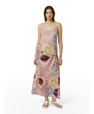 Women's Linen Blend Printed Wrap Skirt