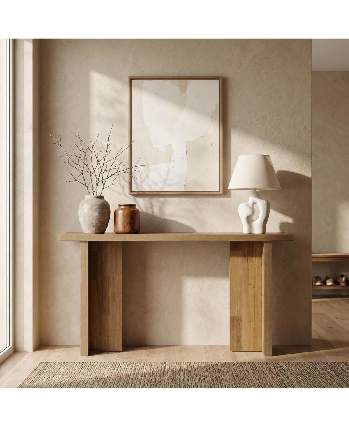 Tribesigns Modern Console Table, Narrow Entryway Table with Wood Grain, Minimalist Sofa Table