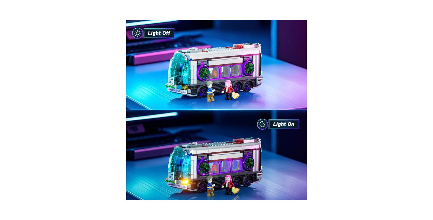 Детский конструктор Lumibricks Cyberpunk Future Bus 605-Piece 2-in-1 LED Light Building Set, Ages 16+ — фото 4