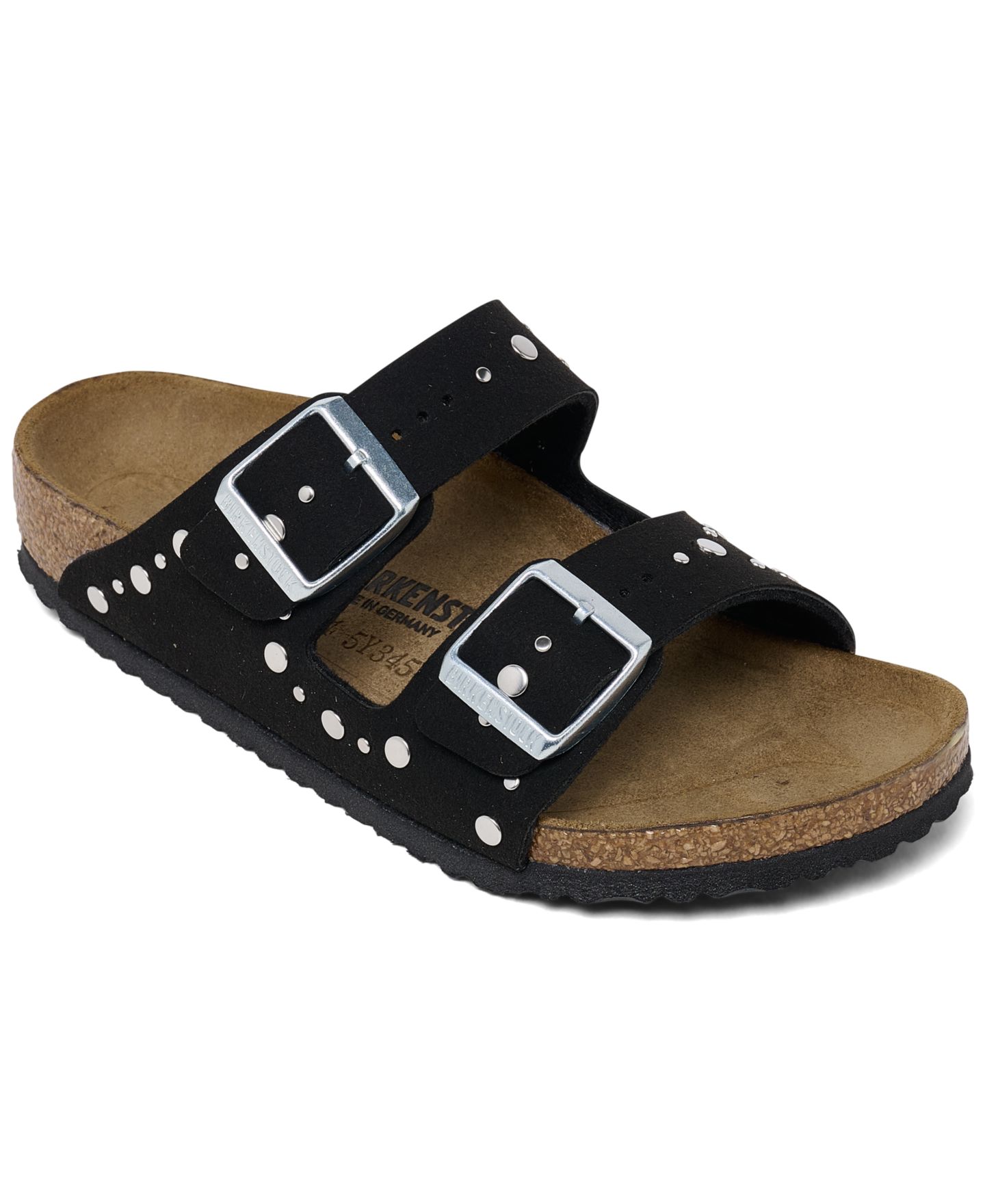 Сандалии Birkenstock Arizona Rivets Sandals from Finish Line для девочек, цвет: Мягкий чёрный — фото 1