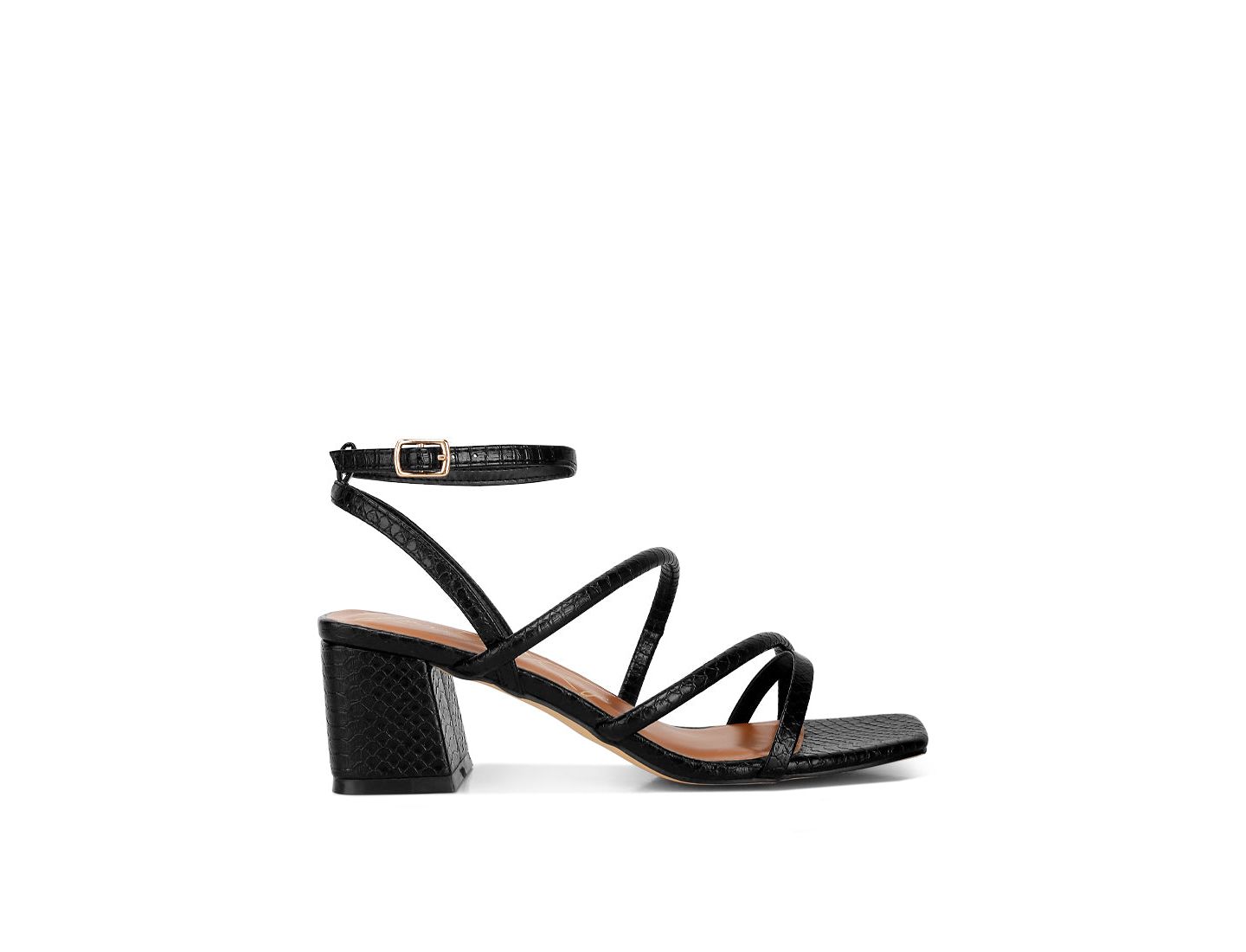 Женские сандалии London Rag Right pose faux leather block heel, цвет: Чёрный — фото 6
