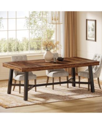 70.9-Inch Dining Table for 6-8, Large Farmhouse Kitchen Table with Reinforced Metal Legs