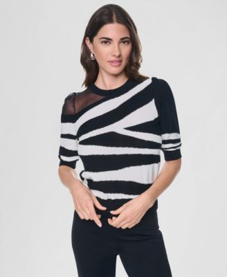 Women's Zebra-Print 3/4-Sleeve Sweater