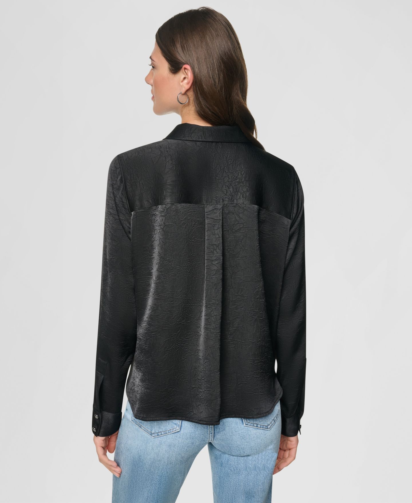 Женская блузка DKNY Long-Sleeve Twist-Front Blouse, цвет: Чёрный — фото 5